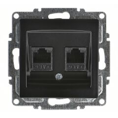 Günsan Visage Metalik Siyah Vidalı İkili Data Prizi (2 x RJ45 Cat6)