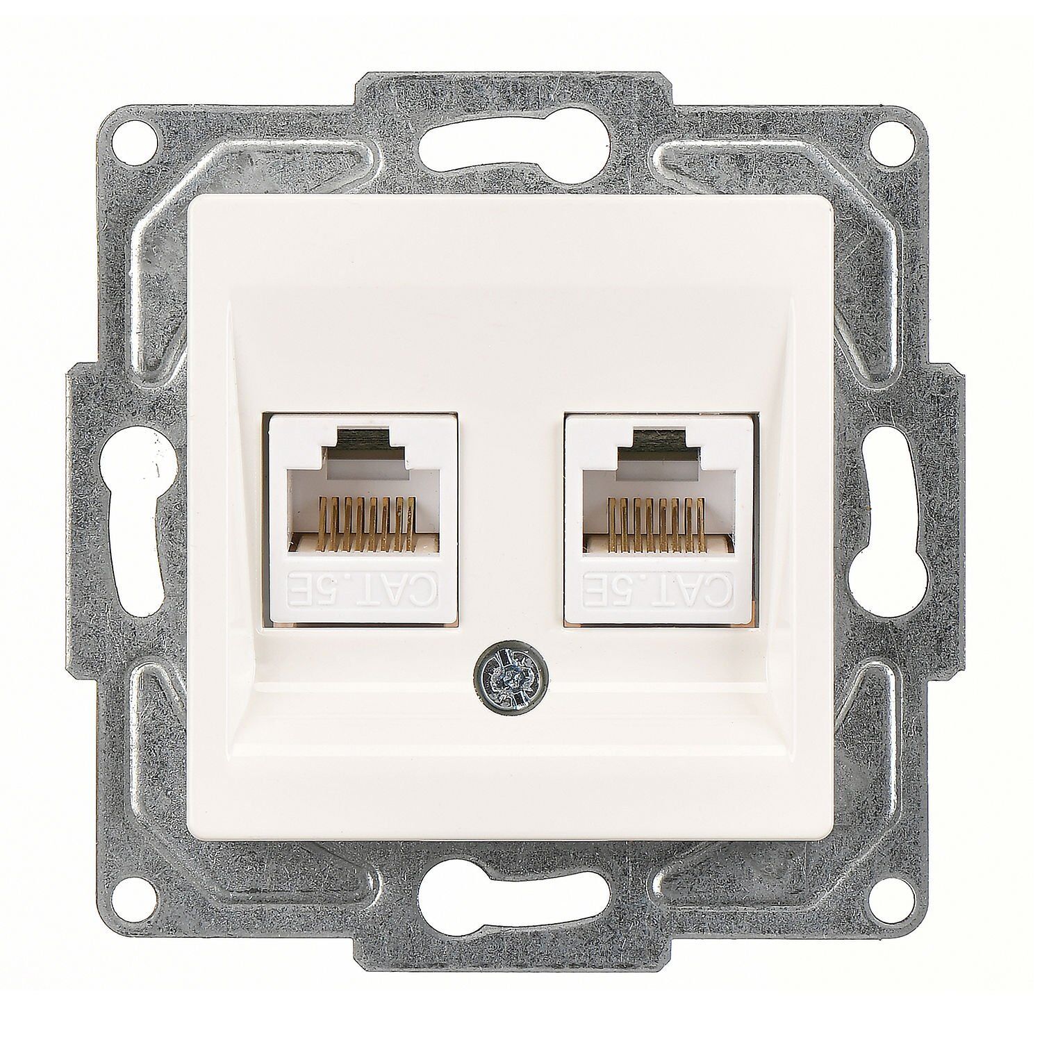 Günsan Eqona Fildişi Beyazı Vidalı İkili Data Prizi (2 x RJ45 Cat5E)