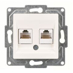 Günsan Eqona Fildişi Beyazı Vidalı İkili Data Prizi (2 x RJ45 Cat5E)