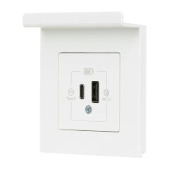 Günsan Eqona Pratik Telefon Tutucu 2 Çıkışlı USB Şarj Prizi 20W Type A + Type C Beyaz Sıvaaltı