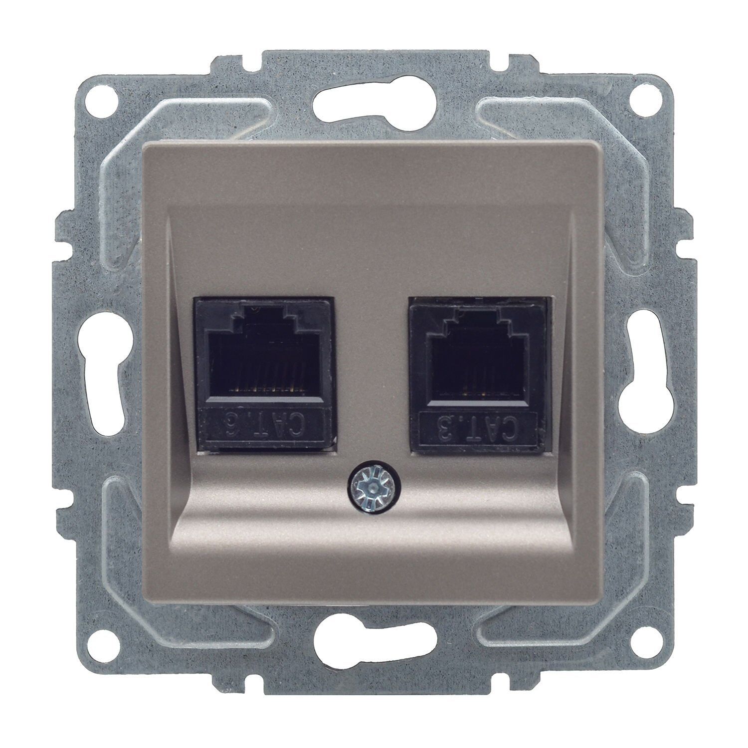 Günsan Eqona Mocha Vidalı Data & Nümeris Telefon Prizi (RJ45 Cat5E + Cat3)