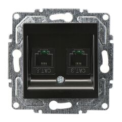 Günsan Eqona Metalik Siyah Vidalı İkili Data Prizi (2 x RJ45 Cat6)