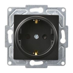 Günsan Eqona Metalik Siyah Çocuk Korumalı Topraklı Priz- 16A 250V - Vidalı
