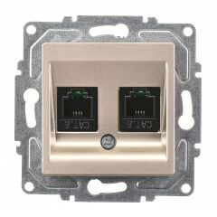 Günsan Eqona Metalik Bej Vidalı İkili Data Prizi (2 x RJ45 Cat6)