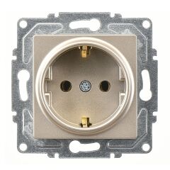 Günsan Eqona Metalik Bej Topraklı Priz- 16A 250V - Vidalı