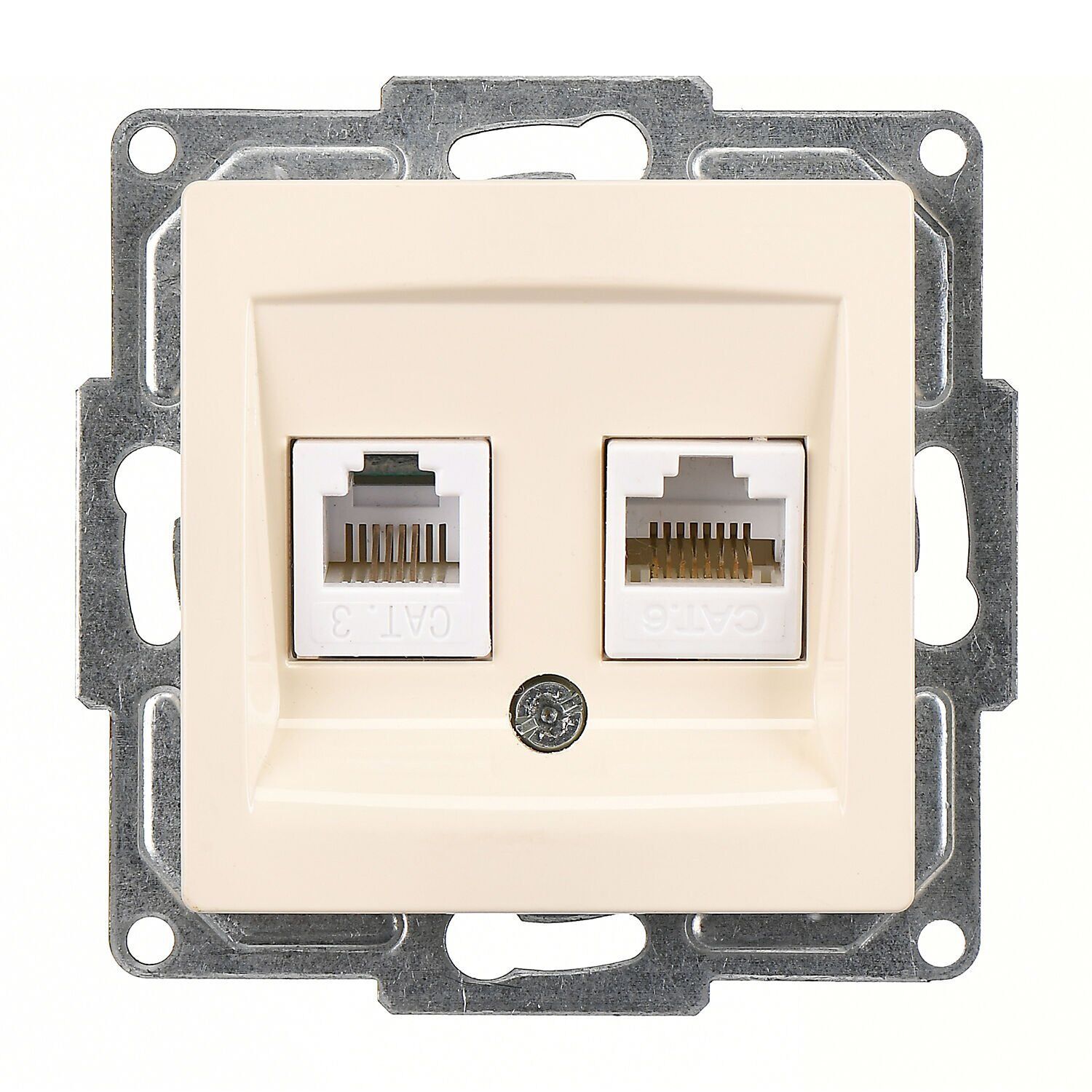 Günsan Visage Krem Data + Nümeris Telefon Prizi (RJ45 Cat6 + Cat3) Mekanizma