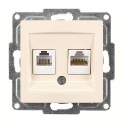 Günsan Visage Krem Data + Nümeris Telefon Prizi (RJ45 Cat6 + Cat3) Mekanizma