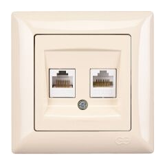 Günsan Visage  Krem  İkili Data Prizi (2 x RJ45 Cat5E)