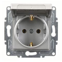 Günsan Eqona Gümüş Kapaklı Topraklı Priz- 16A 250V - Klipsli