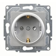 Günsan Eqona Gümüş Çocuk Korumalı Topraklı Priz - 16A 250V - Klipsli