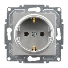 Günsan Eqona Gümüş Topraklı Priz- 16A 250V - Klipsli