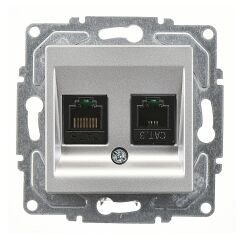 Günsan Eqona Gümüş Vidalı Data & Nümeris Telefon Prizi (RJ45 Cat5E + Cat3)