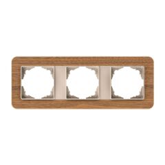 Günsan Radius Metalik Bej & Natural Walnut Üçlü Çerçeve