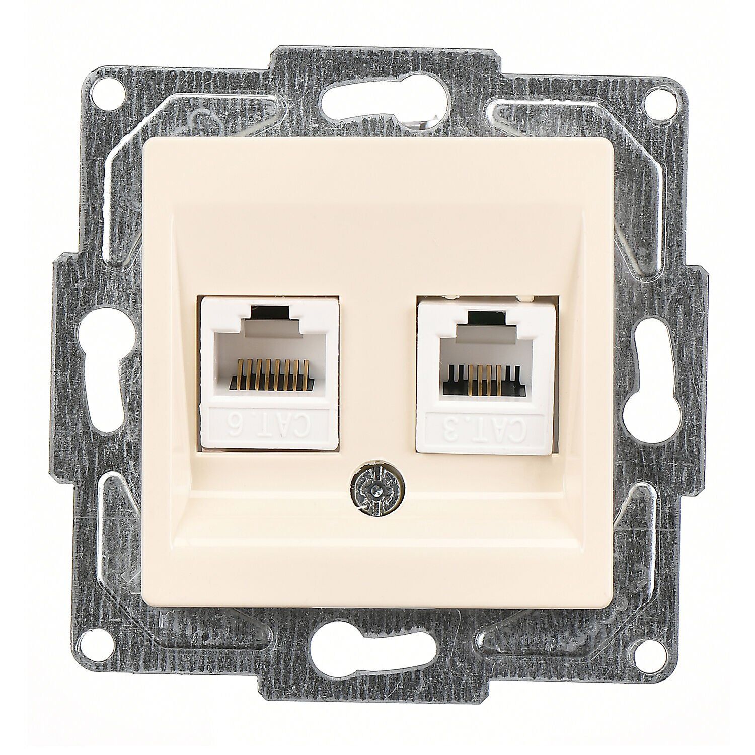 Günsan Eqona Krem Vidalı Data & Nümeris Telefon Prizi (RJ45 Cat6 + Cat3)