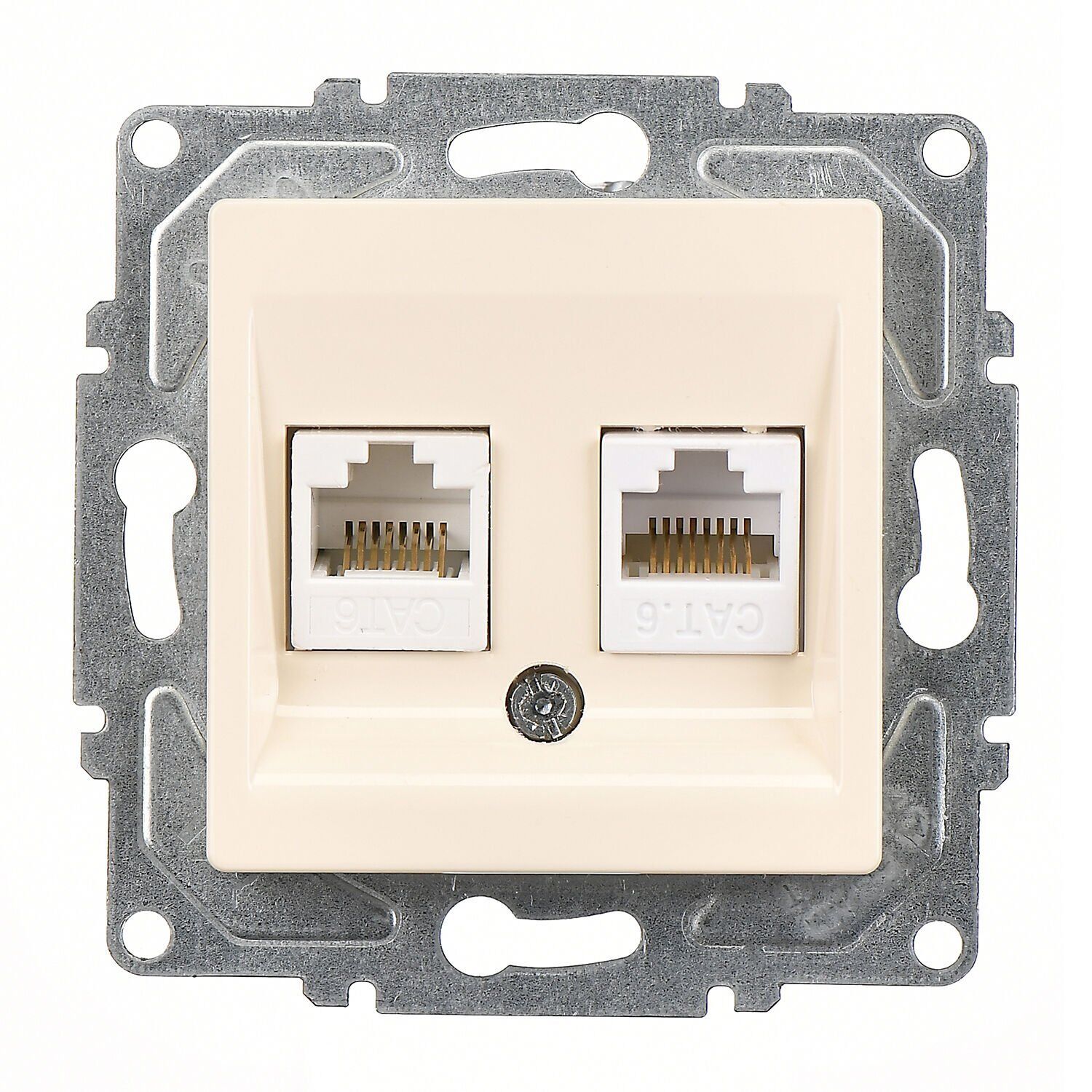 Günsan Eqona Krem Vidalı İkili Data Prizi (2 x RJ45 Cat6)