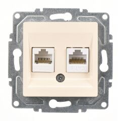 Günsan Eqona Krem Vidalı İkili Data Prizi (2 x RJ45 Cat6)