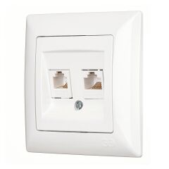Günsan Visage Beyaz Data + Nümeris Telefon Prizi (RJ45 Cat5E + Cat3)