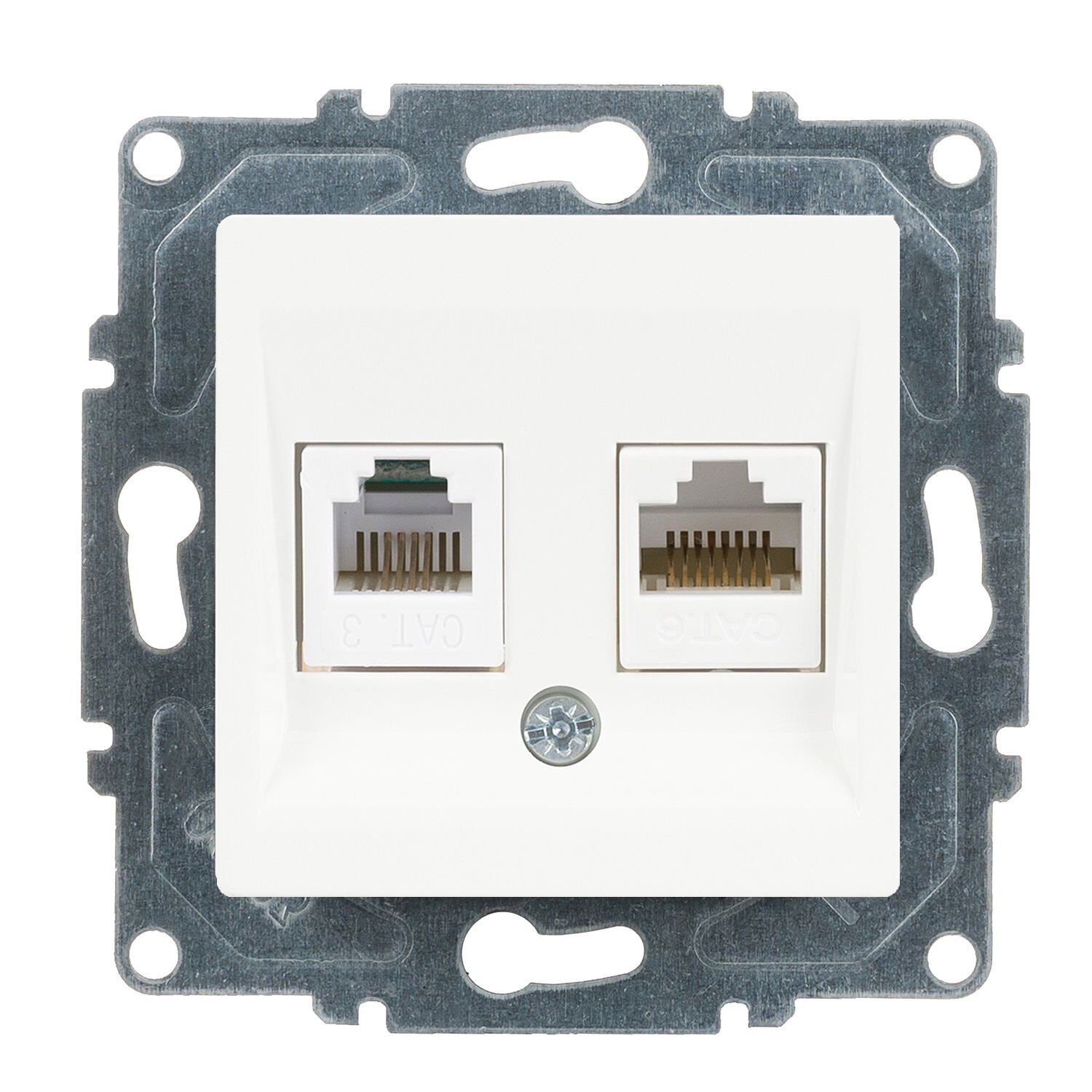 Günsan Eqona Beyaz Vidalı Data & Nümeris Telefon Prizi (RJ45 Cat6 + Cat3)