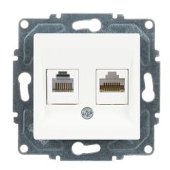 Günsan Eqona Beyaz Vidalı Data & Nümeris Telefon Prizi (RJ45 Cat6 + Cat3)