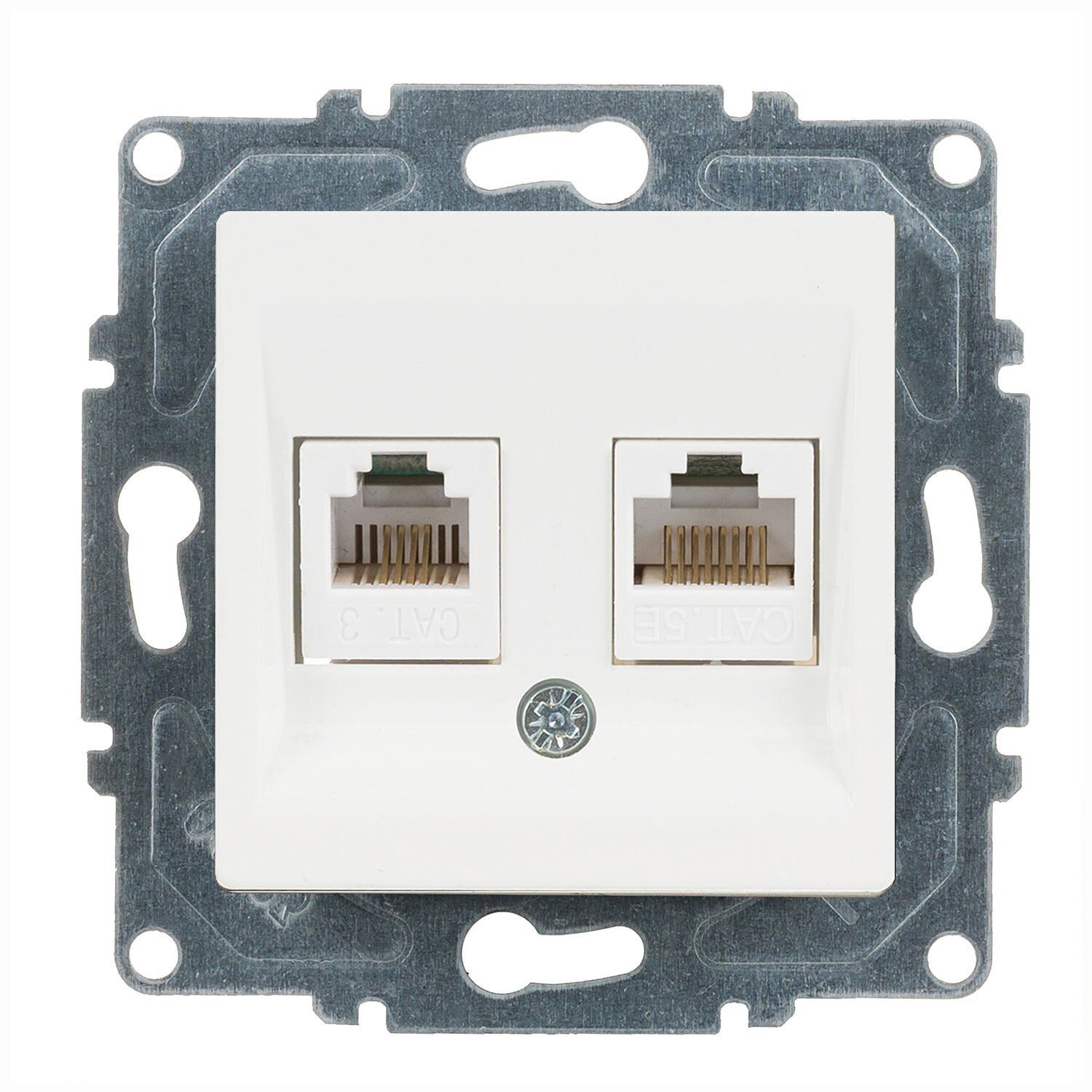 Günsan Eqona Beyaz Vidalı Data & Nümeris Telefon Prizi (RJ45 Cat5E + Cat3)