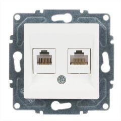 Günsan Eqona Beyaz Vidalı Data & Nümeris Telefon Prizi (RJ45 Cat5E + Cat3)